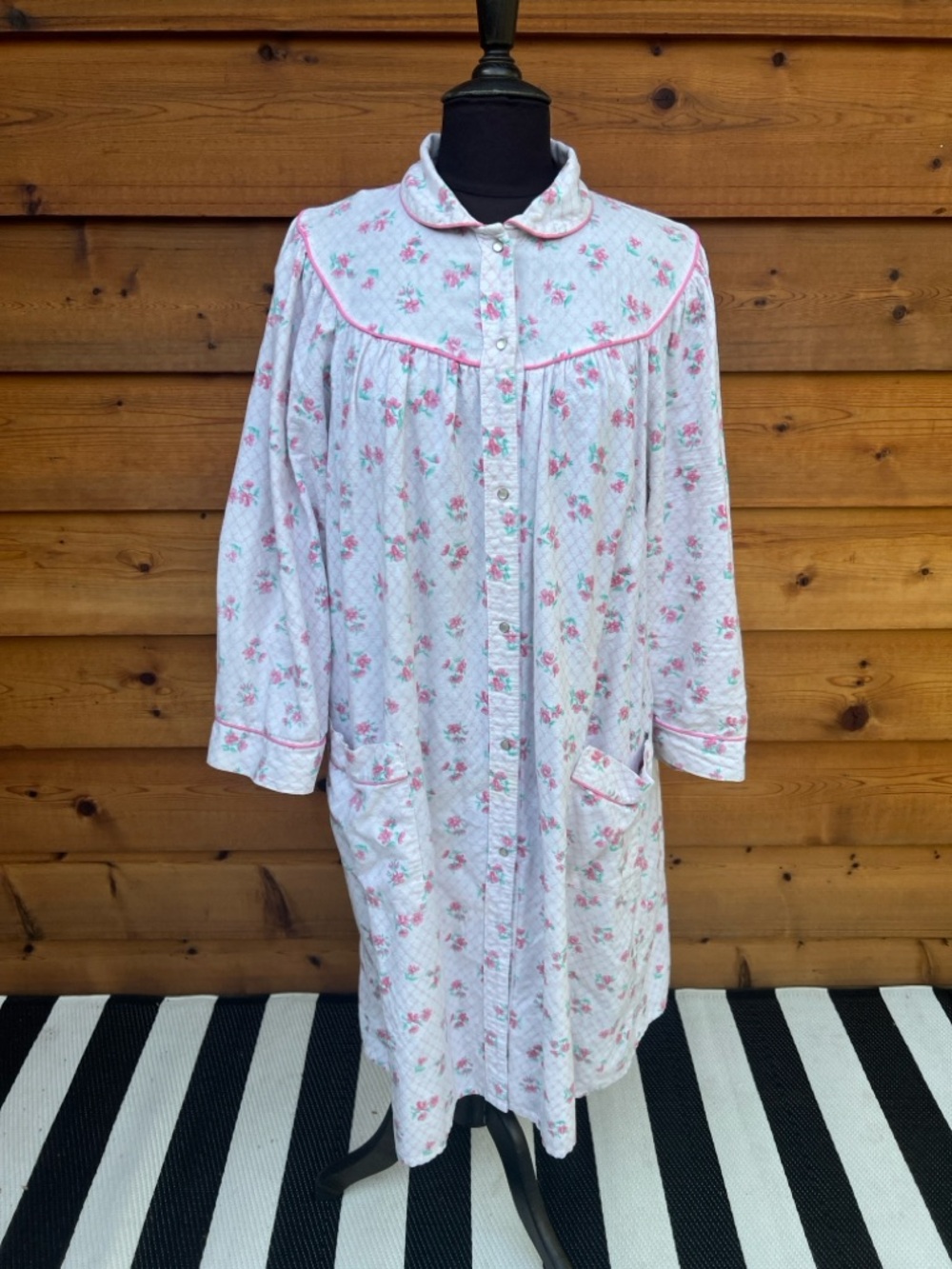 Floral Quilted Button-Front vintage nightgown